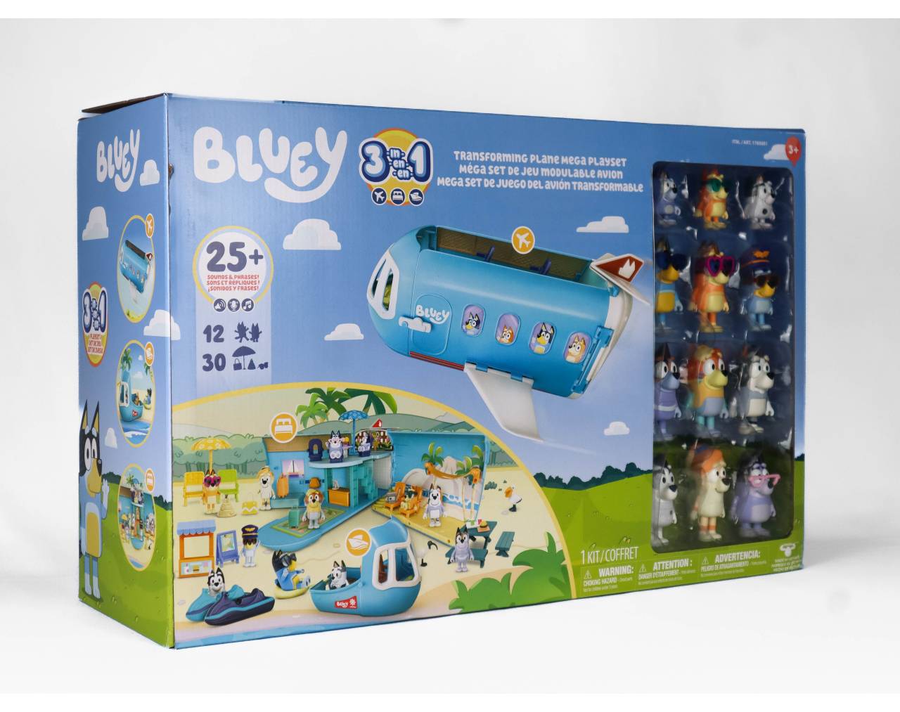 MEGA SET JUEGO BLUEY AVION 3 EN 1/ 12 FIGURAS/ 30 ACCESORIOS